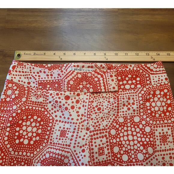 Trina Turk Geometric Print Cropped Kick-Flare Pants White Red – Size 6 NWOT - Picture 5 of 11